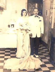 Wedding of Julio Batiz with Nilda Pereira y Perez.  According to Nilda, the dress was given to her by Hortencia Mas, her mother-in-law.  It had been her daughter, Ada's wedding dress.      - Kamey Batiz y Garcia  
